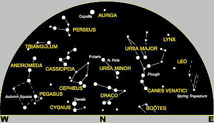 Northern Hemisphere Constellation Map Winter